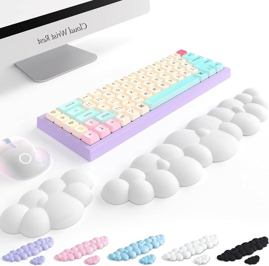Ergonomische Geheugenfoam Polssteun voor Toetsenbord en Laptop, 2-Pack voor Pijnverlichting en Comfort tijdens het Gamemen en Werken van Merkloos