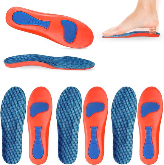 Ergonomische inlegzolen voor hielpijn, 4 paar plantair fasciitis zolen voor optimaal comfort