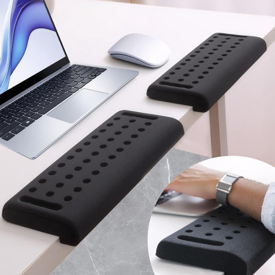Ergonomische L-vormige polssteunen van traagschuim - 2 stuks, antislip, ideaal voor kantoor en werk, vermindert belasting bij typen