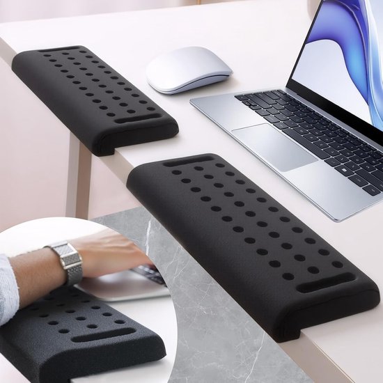 Ergonomische L-vormige polssteunen van traagschuim - 2 stuks, niet-slip, ideaal voor kantoor en werk, vermindert belasting tijdens het typen