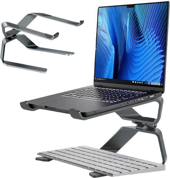Ergonomische Laptop Stand voor 14"-17.3" Laptops, Verstelbare Notebook Houder voor Thuis en Kantoor, Draagbare Laptop Riser voor Comfortabel Werken van Merkloos