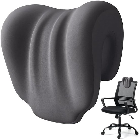 Ergonomische Neksteun voor Kantoorstoelen, Comfortabel Nekkussen voor Volwassenen en Studenten, Donkergrijs