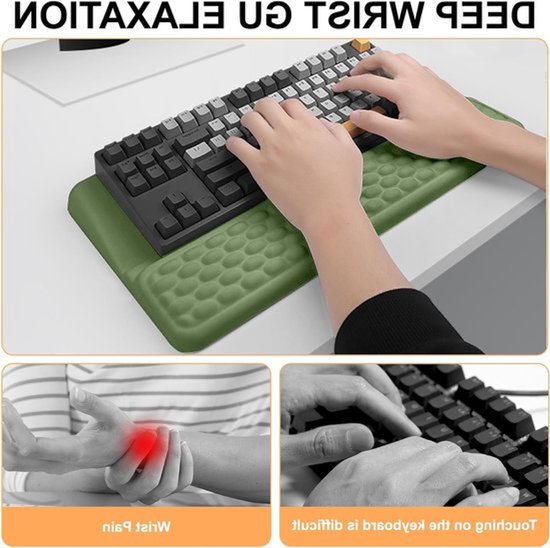 Ergonomische Polssteun met 15° Hellingshoek en Geheugenfoam voor Pijnverlichting tijdens Kantoorwerk en Gaming, Ideaal voor Thuiswerk en Kantoorgebruik