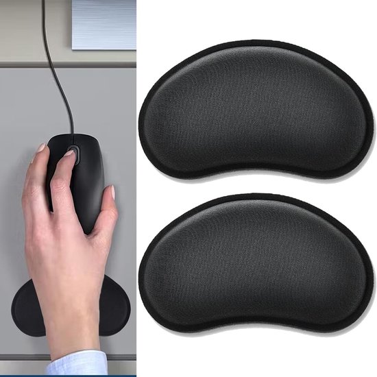 Ergonomische polssteun set van 2 stuks met traagschuim voor muis en toetsenbord, zwart
