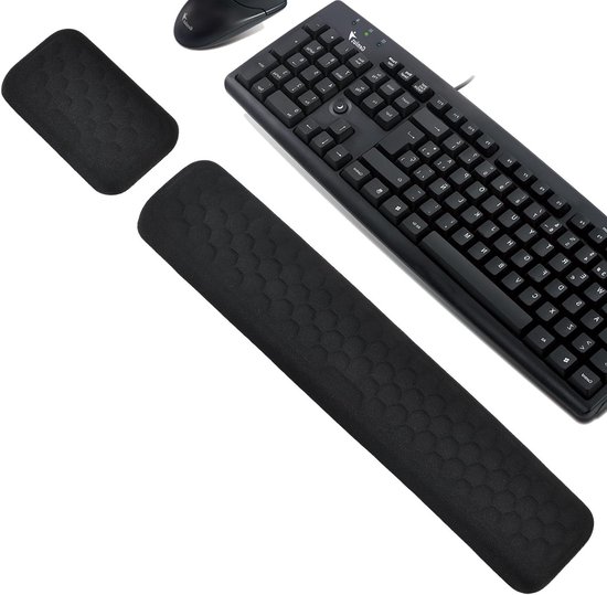 Ergonomische Polssteun Set voor Toetsenbord en Muis, Zacht Geheugenschuim, Antislip Basis, Pijnverlichting voor Kantoor en Gaming