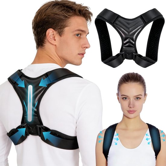 Ergonomische Rugsteun voor een Rechte Rug, Houdingtrainer voor Bovenrug en Schouders, Verstelbare en Ademende Rugsteungordel voor Verbeterde Houding en Comfort