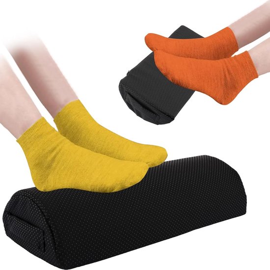 Ergonomische voetensteun voor onder bureau, ideaal voor thuiswerk, verlicht schouder- en rugpijn, comfortabel en ondersteunend, zwart