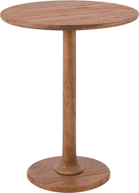 Farragut Bijzettafel - rond - hout - 50 cm diameter - voor woonkamer en eetkamer - mindihout - met tafelblad -, Kleur:bruin
