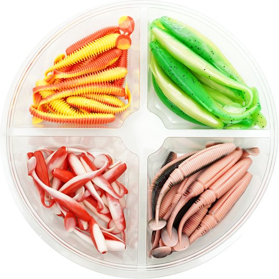 Fish-Xpro Softbait Set Bright - Donker Water - 7 tot 12cm +/- 60stuks - Shads - Kunstaas set - Roofvis van Fish-Xpro