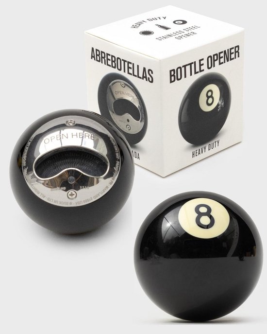 Flesopener in 8-ball design voor bierflessen en baraccessoire