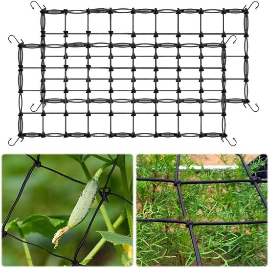 Flexibel klimplantennet voor groenten en bloemen, elastisch plantensupportnet met haken voor optimale groei