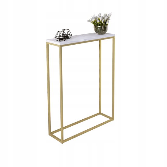 FutuStal - Goud - Haltafels - 60x20 - Metalen Frame - Biały Połysk van Merkloos