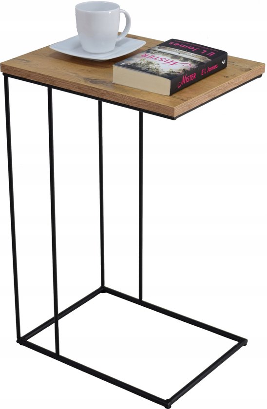 FutuStal Serie - Druciany Hulp Tafel - 62cm - Draaibare Metalen Basis - Dąb Lancelot Blad van Merkloos