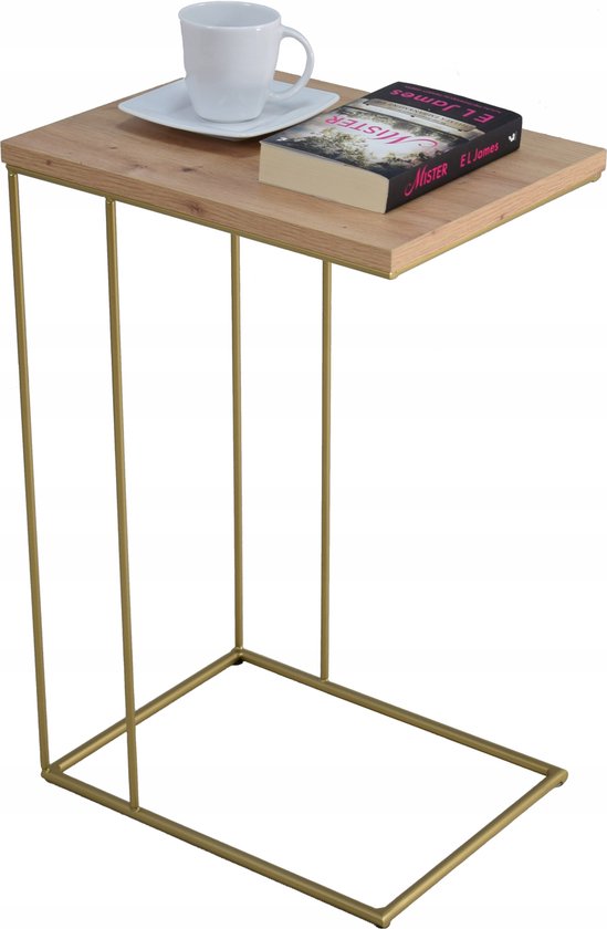 FutuStal - Serie Filo - Stalen Bijzettafel - Zwart - Dąb Artisan van Merkloos