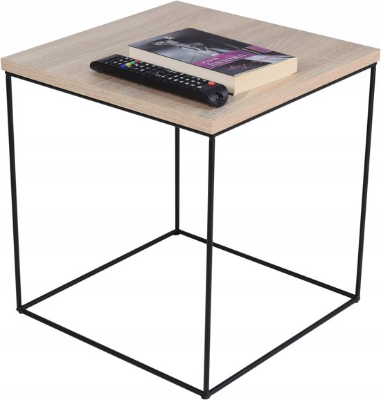 FutuStal - Stalen Bijzettafel - Zwart - 40x40 cm - Dąb Sonoma van Merkloos