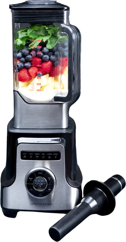 Gastronoma Blender - 2000W en 3L kan - 10 snelheden - Smoothies soepen sauzen en meer - 18180001 - Zwart RVS van Gastronoma
