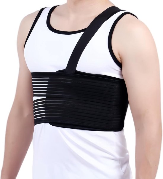 Gebroken ribbandage 80-115 cm, ademend en comfortabel, ideaal voor ribbreuk en ribspierletsel, ondersteuning bij hartoperaties en herstel