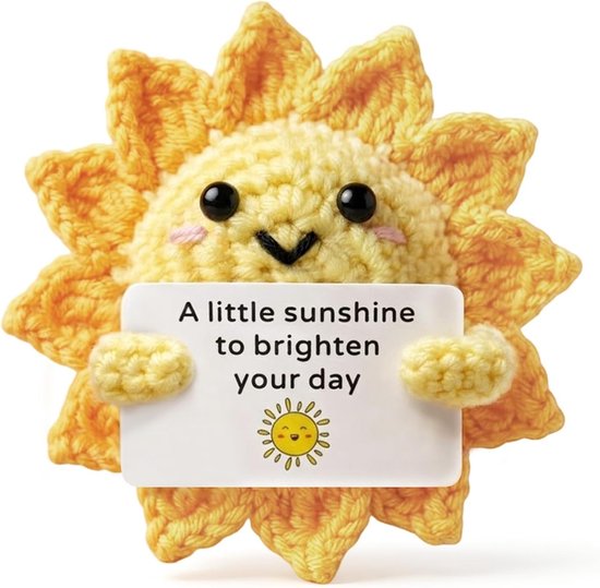 Gehaakte bloemen als positieve geschenken, Pocket Hug geluksbrenger met motivatiekaart, handgemaakt voor emotionele ondersteuning en collega's
