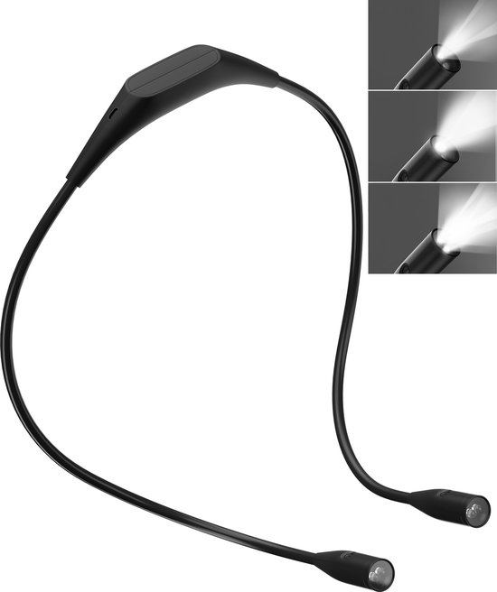 GEON Neklamp - Nekleeslamp - Oplaadbaar - Neklampje - Leeslamp - Voor boek - Leeslampje slaapkamer - Zwart - Incl. Opbergzak van GEON