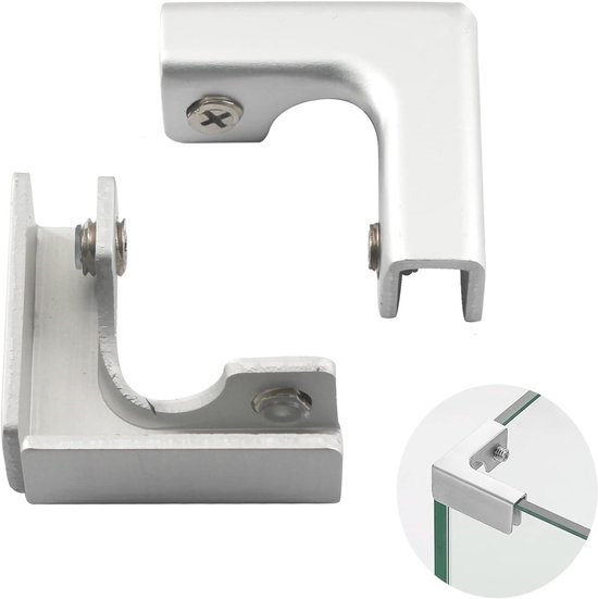 Glasbeugel voor bevestiging, aluminiumlegering, glassteun - 4 stuks, ideaal voor glasinstallaties, stevige bevestiging en eenvoudig te monteren