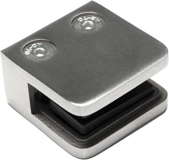 Glashouder glasklemmen klemhouder glasplaathouder - 1 stuk grootte: 45 x 45 x 25-27 mm aansluiting: plat - voor glas 10 mm leuningbouw inkijkbescherming van roestvrij staal V2A