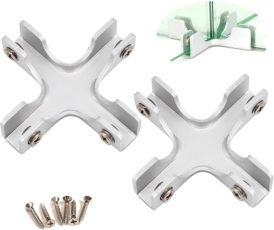 Glasklem Aluminiumlegering Glas Ondersteuning Beugel Fit voor 6-10mm Glasdikte Kom met Schroeven (Pack van 2)