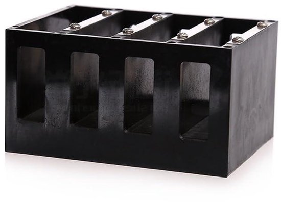 Glazen cuvettenhouder - Rek met vier posities - Laboratoriumgebruik - Duurzame kunststof constructie - 50 mm - Zwart