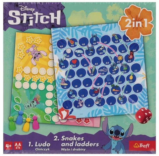 Gra klasyczna Lilo & Stitch, 2w1 Chińczyk / Węże i drabiny van Trefl gry
