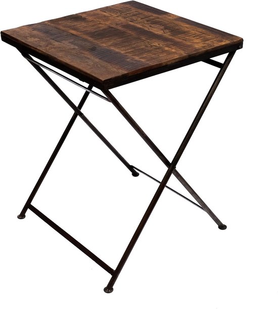 Grote massieve klaptafel van echt hout, FSC-gecertificeerd, inklapbaar metalen frame, ideaal als tuintafel, balkontafel, tafelblad, keukentafel van hout, stabiel, vintage, rustiek, inklapbaar.