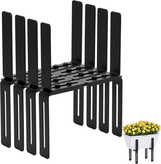 H-Shape Bloembaksteun voor Balkons - 4 Stuks, Zonder Boren, Verstelbaar en Geschikt voor Diverse Bloembakken en Balkonrelingen