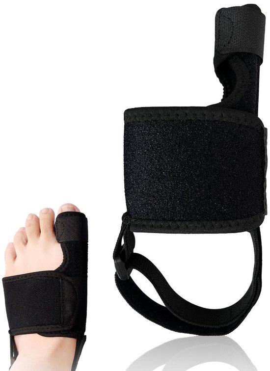 Hallux Valgus Corrector met Antislip Hielband voor Grote Teen - Bunion Ondersteuning en Hammer Teen - Zwart Rechts