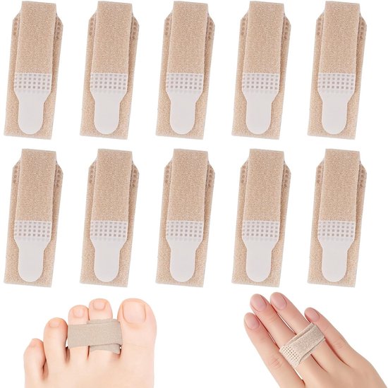 Hamertenen correctie, teensteun voor gebroken tenen, hamerteencorrector, ideaal voor overlappende en gebogen tenen - 10 stuks (beige)