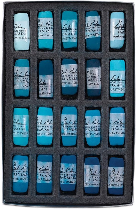 Handgerold Zacht Pastelkrijt Set Turquoise Blauw Kleurwaarde