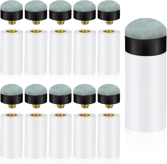 Harde lederen biljartkeu tips, vervangende schroef tips voor biljart en snooker, 12mm met ferrule