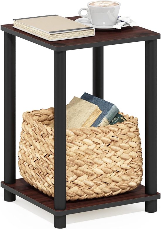 Haydn Bijzettafel, eiken, donkere kersen/zwart, 34,04 x 34,04 x 50,8 cm