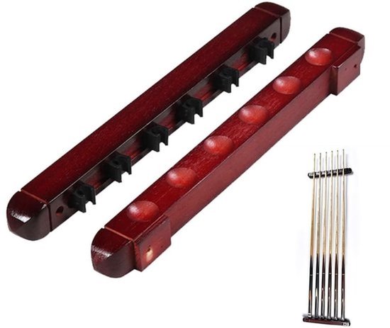 Helweet Biljard Muurbeugel, Pool Cue Muurbeugel, Biljartkeu Houder, Biljard-Queue-Rack, Pool-Queue-Rack, Biljardaccessoires voor Scholen, Huizen en Verenigingen, met 6 Gaten, 39 cm