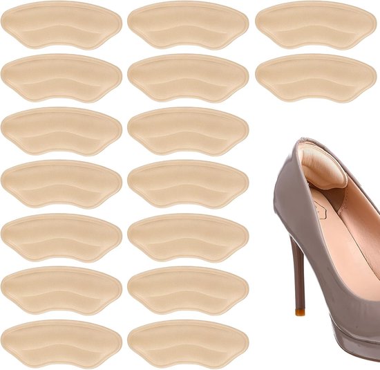 Hielkussens voor schoenen - 16 antislip hielpads, comfortabele kussens voor hielrug en hielstopper voor dames, ideaal voor dagelijkse schoenen