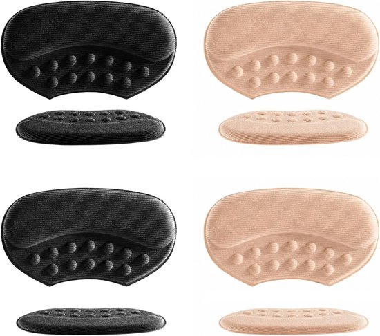 Hielkussens voor schoenen, zelfklevend, 3 mm en 6 mm, antislip pads tegen blaren en wrijving, ideaal voor comfort en ondersteuning voor mannen en vrouwen (beige, zwart)