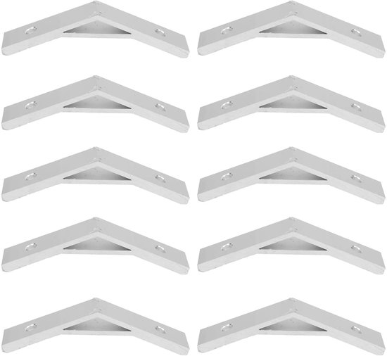 Hoekbeugels 135 Graden, 10 Stuks Aluminium Legering Hoekverbindingen, Stevige Ondersteuning voor Constructie en Assemblage, Versterkingsbeugels voor Meubelbouw en Klussen
