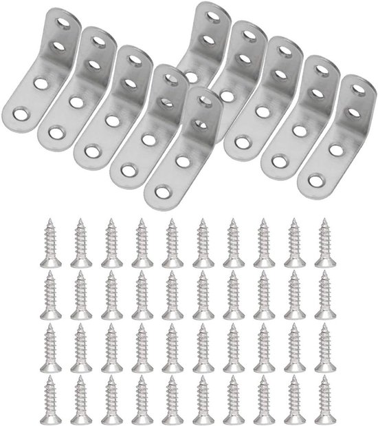 Hoekbeugels voor Planken - 90 Graden Steunbeugels voor Hoekmontage met Schroeven, 10 Stuks, 40 x 40 x 16 mm, Sterke Plankondersteuning, Duurzaam en Betrouwbaar