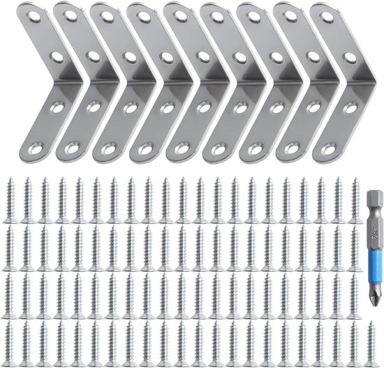 hoekklem - plank klemmen: metaal roestvrij staal lichtgewicht hoek plank ondersteuning 9 Pack 5 inch met gipsplaatschroeven voor houten bevestiging bouwen project hek bureau bureau bureau