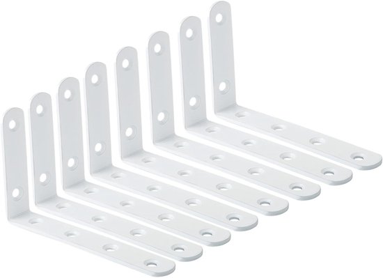 Hoeksteunen voor Planken - 8 Stuks Stevige Wandbeugels in RVS - Ideaal voor Muurbevestiging en Interieurdecoratie