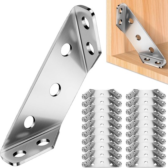 Hoekverbinders voor Meubelconstructie - 20 Stuks Metalen Hoekklemmen, Houtverbindingen en Steunpunten voor Kast, Tafel en Stoel
