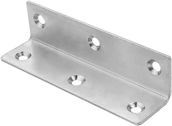 Hoekverbindingen van roestvrij staal, L-vormige hoeksteunen, 2 mm dik, voor het verstevigen van meubels en het repareren van hoeken, 90 graden (8 x 2 x 2 cm) van Merkloos