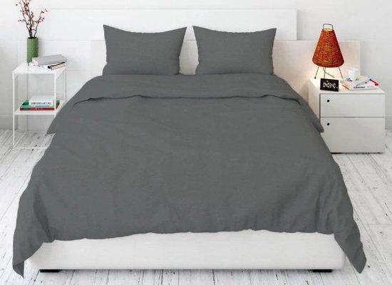 Home comfort dekbedovertrek 200 x 220 cm , 100% polyester , grafiet grijs van Home comfort