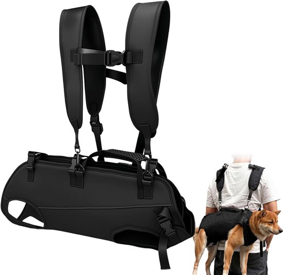 Hondenrugzak met Handgreep, Draagharnas voor Honden, Transportbox voor Honden, Herstelharnas voor Gewonde en Oudere Honden (M)