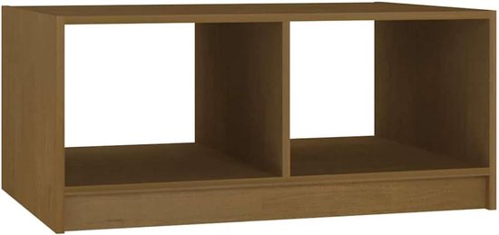 Honingbruin, 75 x 50 x 33,5 cm, van massief grenenhout met modern design en grote legplank als bijzettafel voor de woonkamer