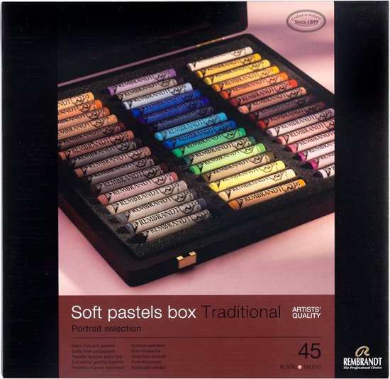 Hoogwaardige Pastelkrijt Set in Houten Koffer - 45 Zachte Kleuren