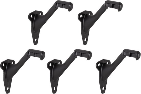 House 188151 Standaard leuning beugel Heavy Duty Hardware voor trappen in huis of kantoor, mat zwart, 5-pack