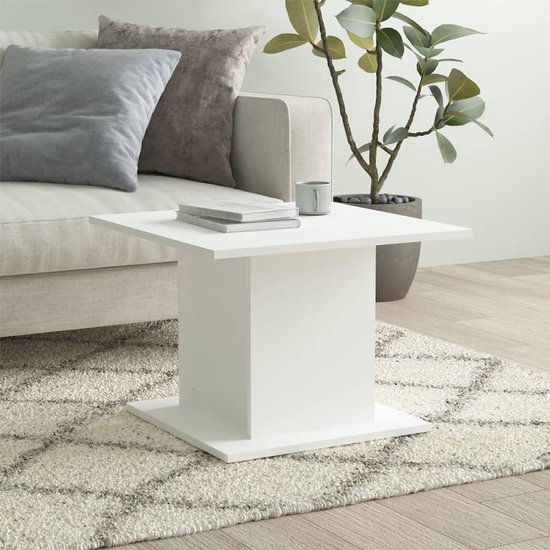 Hout blad multifunctionele bijzettafel design 55 5x55 5x40 cm wit